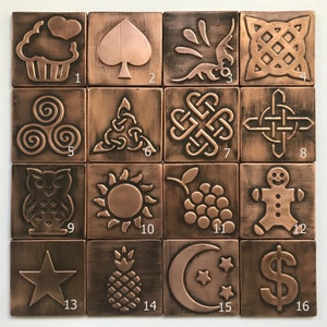 Set of Handmade copper celtic tiles. Each tile is 3.93&quot; x 3.93&quot; (10cm x 10cm)