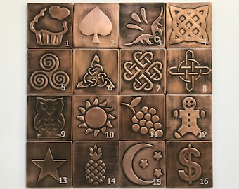 Set of Handmade copper celtic tiles. Each tile is 3.93" x 3.93" (10cm x 10cm)