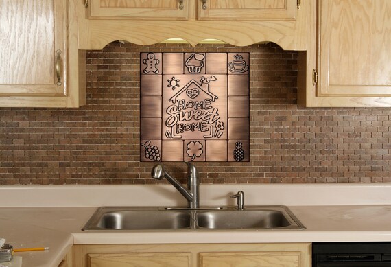Home Sweet Home - Set of 17 Handmade tiles - 100% Copper, Stainless Steel or Brass