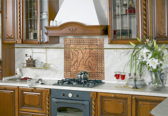 Sweet birds - Set of 13 Handmade tiles - 100% Copper, Stainless Steel or Brass. The perfect backsplash for bird lovers.