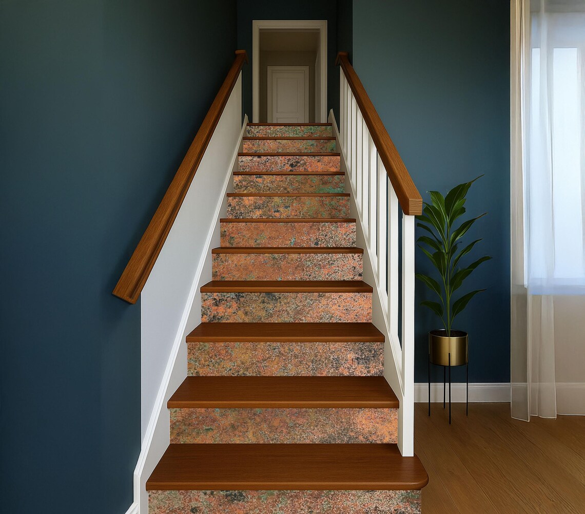 Accent Riser Real Copper Stair Risers – Mystic Copper Nebula – Handcrafted, Cut to ...