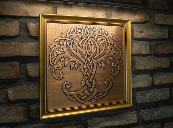 Celtic Tree of Life Gift – Handmade Copper Wall Art in Wooden Frame – Unique Gift for Couple, Family, or Housewarming