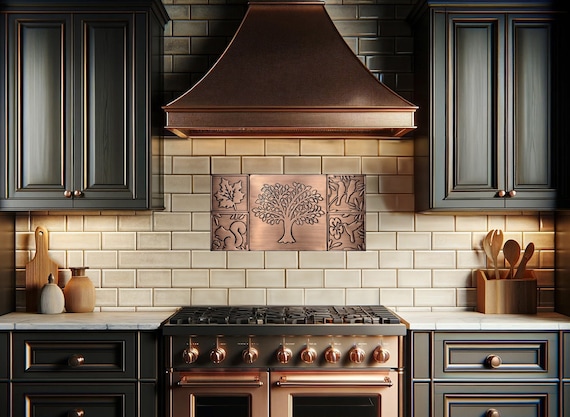 Artisan Nature Mosaic: Multi-Metal Tree of Life Tile Set in Copper, Brass & Stainless Steel