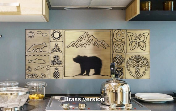 Beautiful, unique backsplash. Set of 13 Handmade tiles - Brass, Copper or Stainless steel