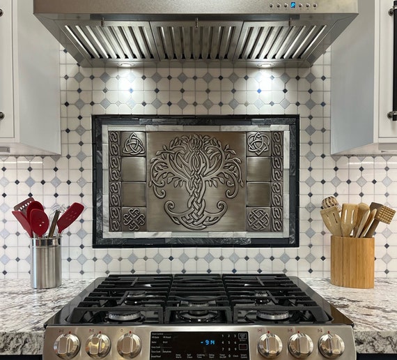 Magnificent celtic backsplash - Set of 17 Handmade tiles - 100% Copper, Stainless Steel or Brass.
