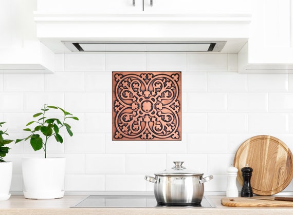 Beautiful Handmade Tile. 100% Copper, Brass or Stainless Steel Covered with patina and wax.