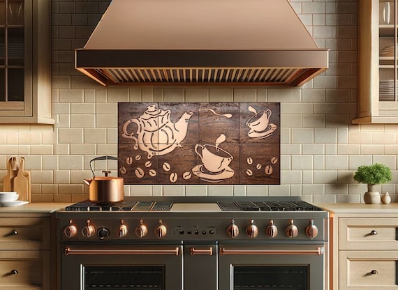 Coffee tiles set - 8 Handmade 100% Copper, Stainless steel or Brass Tiles.