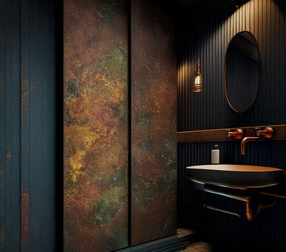 Savage Copper Bloom – Real Copper Wall Panel – Handmade Metal Sheet Art – Bathroom & Spa Decor – Easy Adhesive Install – Custom Size