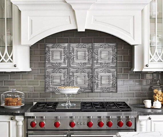 Beautiful, decorative pattern - Set of 6 Handmade tiles - 100% Brass, Copper or Stainless Steel.