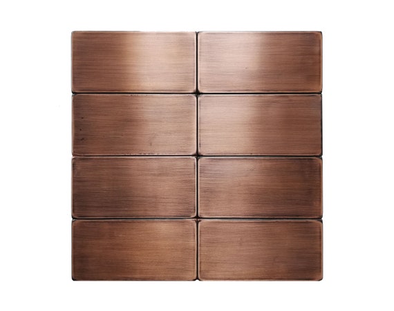 Set of 8 Handmade Subway tiles - 100% Copper, Stainless Steel or Brass