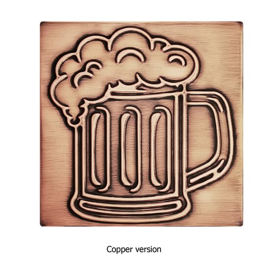 Beer mug - Handmade Tile. 100% Copper, Stainless Steel or Brass