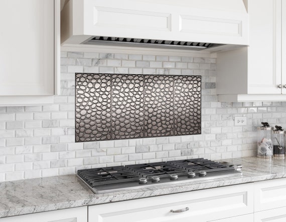 Pebbles - set of 4 handmade tiles - 100% Stainless Steel, Copper, or Brass