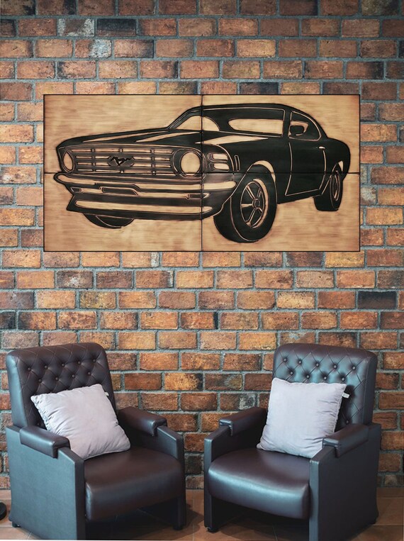 Ford mustang - Set of 4 Handmade tiles - 100% Brass, Copper or Stainless Steel. The perfect decor for Mustang Lovers