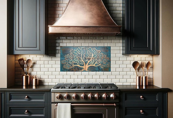 Most Loved Real Metal Backsplash in the USA – Handmade Copper Tree of Life Wall Art