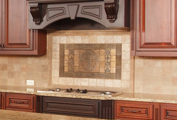The most beautiful, magnificent celtic backsplash - Set of 29 Handmade tiles - 100% Copper, Stainless Steel or Brass.