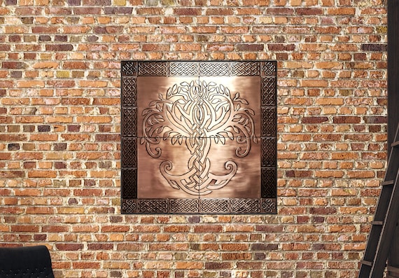 Magnificent, large, unique Celtic tree of life, Set of 24 Handmade tiles - 100% Copper, Stainless Steel or Brass