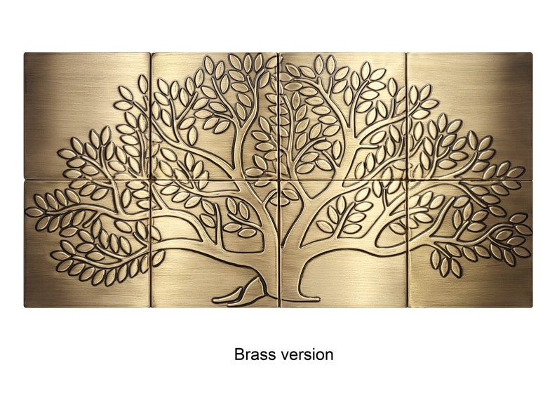 Tree of life 8 Handmade tiles 100% Copper, Stainless Steel or Brass. Brass