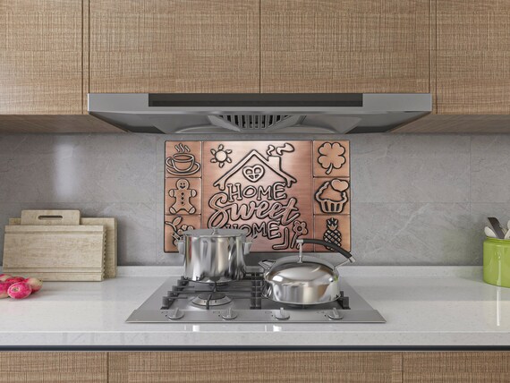 Home Sweet Home - Small set of 7 Handmade tiles - 100% Copper, Stainless Steel or Brass