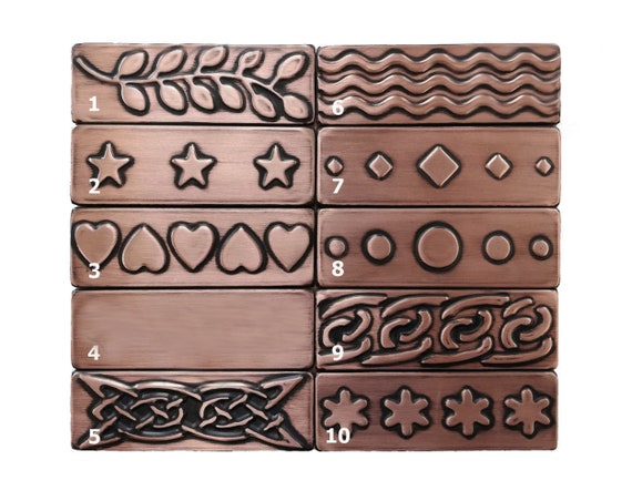 Set of Handmade celtic tiles. Each tile is 5.90 x 1.97 (15 cm x 5 cm) - 100% Copper, Stainless Steel or Brass