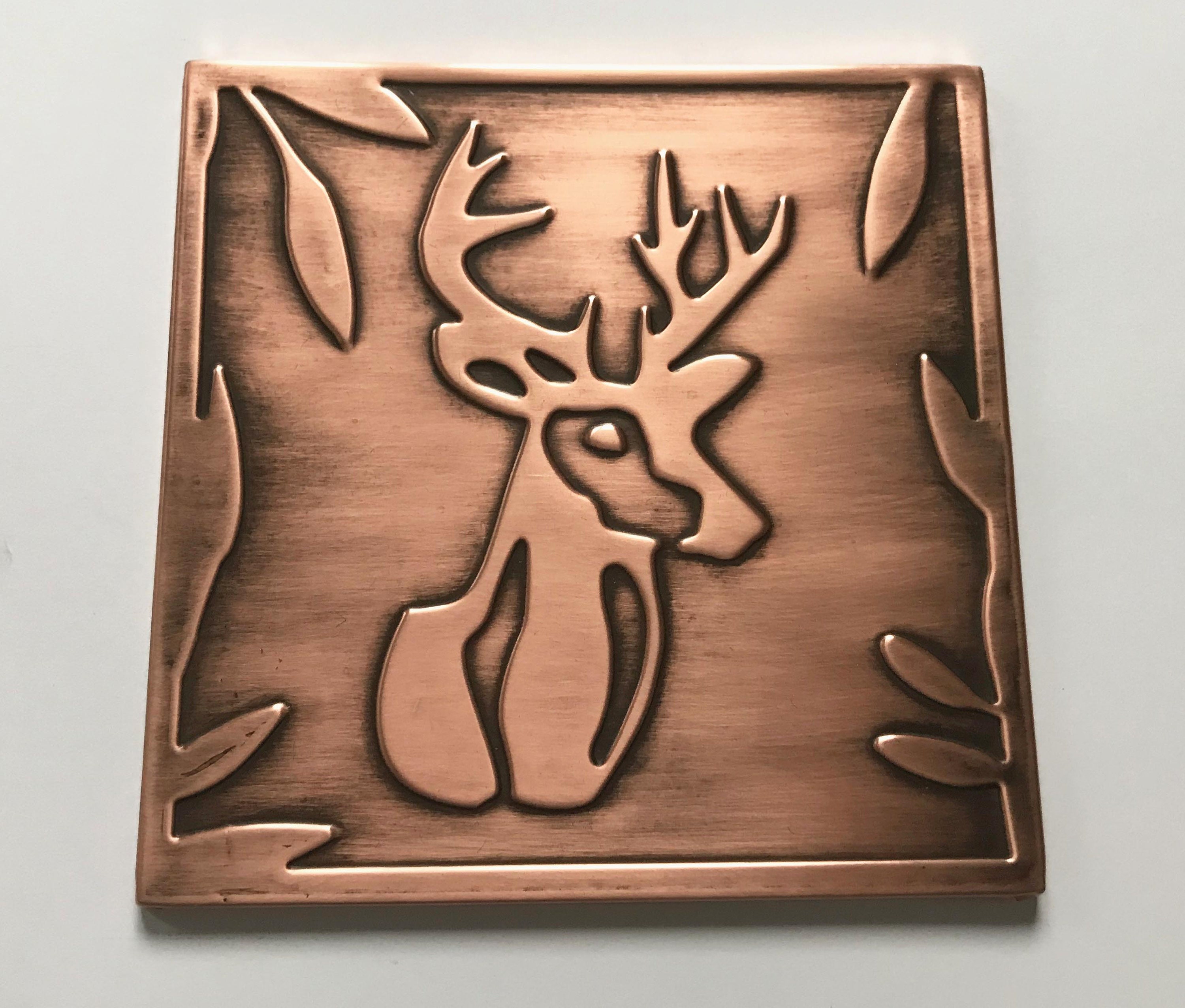 Deer 100 Copper Tile Handmade Metal Wall Art Wall Tile Etsy