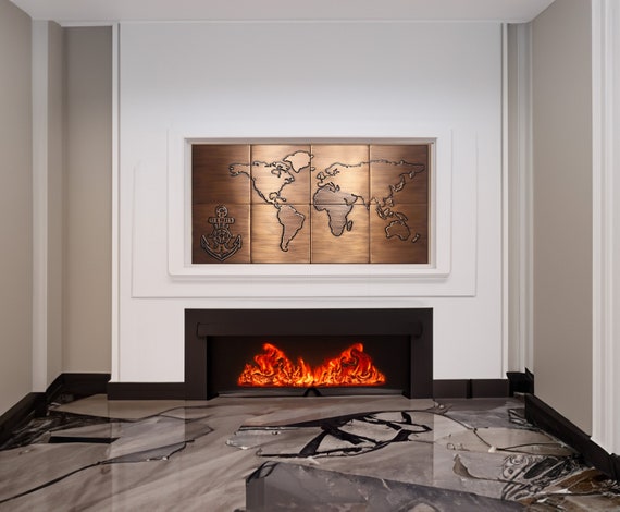 World Map Copper Art Earth Wall Art Handmade - 100% Copper, Brass or Stainless steel