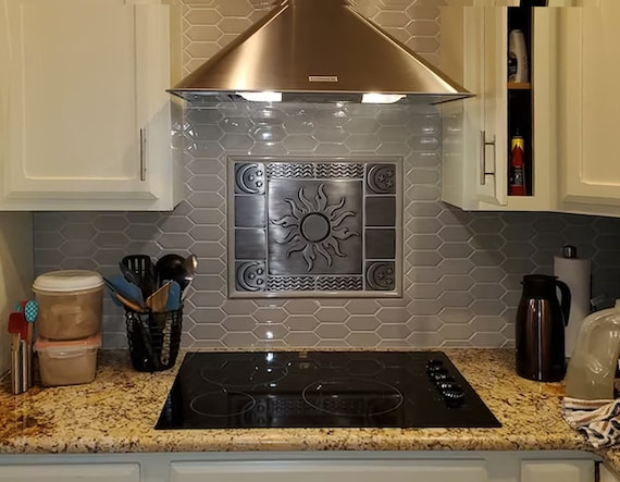 Sun, moon, stars - a unique set of 13 Handmade tiles - 100% Copper, Stainless Steel or Brass.