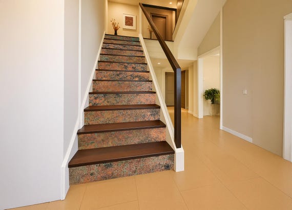 Real Copper Stair Risers – Mystic Copper Nebula – Handcrafted, Cut to Size, Clear-Coated – Decorative Stair Accents – Easy Install