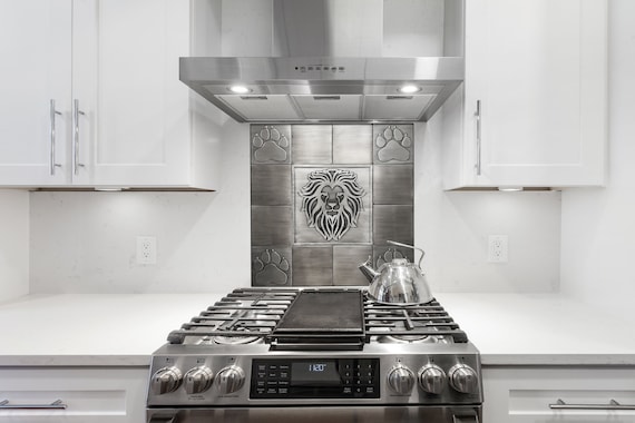 Lion - Set of 13 handmade tiles - Copper, Stainless Steel or Brass