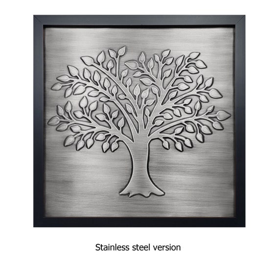 Personalized Tree of Life Wall Art – Real Metal Panel in Steel, Brass or Copper | Modern Gift for Family, Couple or Anniversary