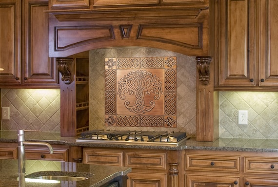 Magnificent, unique Celtic tree of life, Set of 13 Handmade tiles - 100% Copper, Stainless Steel or Brass