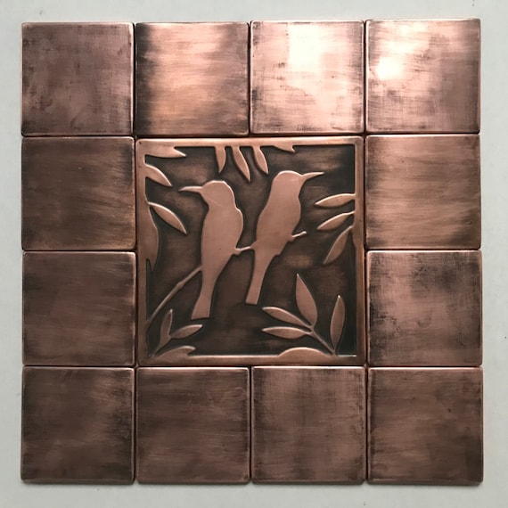 Kitchen decor, SET of 13 HANDMADE copper TILES - 15.75'' x 15.75'' - 100% Copper, Stainless Steel or Brass