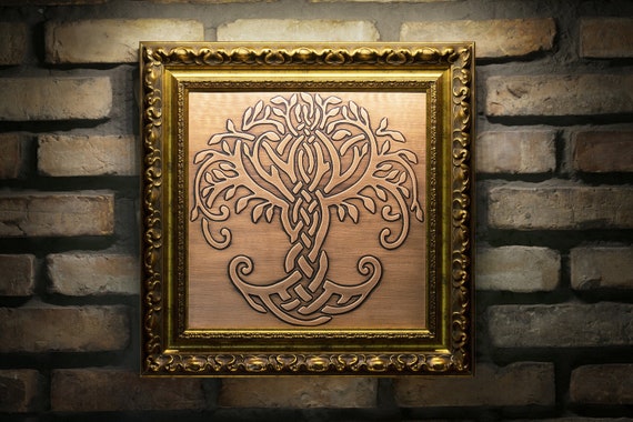 Gorgeous Celtic Tree of life in a beautiful, unique wooden frame. Handmade, 100% copper and wood
