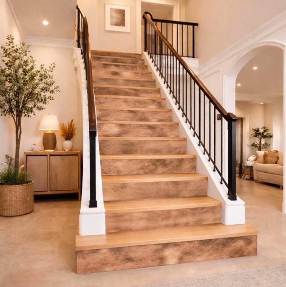 Most Loved Stair Risers in USA – Real Metal Panels – Handmade Copper, Brass or Steel – Easy Install Decorative Step Accent