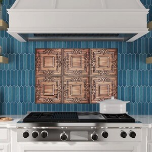 Beautiful, decorative pattern - Set of 6 Handmade tiles - 100% Brass, Copper or Stainless Steel.