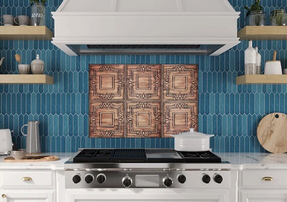 Beautiful, decorative pattern - Set of 6 Handmade tiles - 100% Brass, Copper or Stainless Steel.