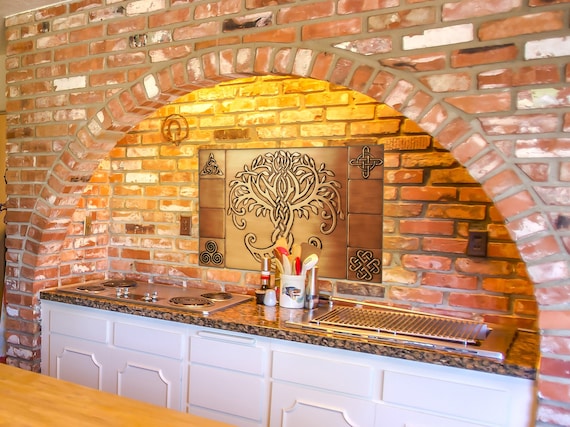 Beautiful Celtic tree of life, Set of 9 Handmade tiles,- Copper, Brass or Stainless Steel