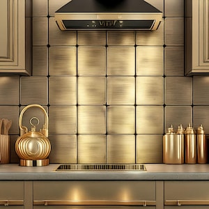 Real Metal Tile Set – 16 Handmade Tiles for Kitchen or Fireplace | Copper · Brass · Stainless Steel | Rustic Luxury Backsplash
