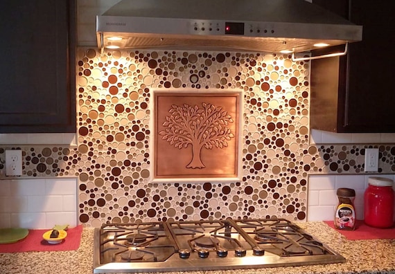 Tree of life - Handmade Copper Tile. Material - 100% Copper, Covered with patina and wax.