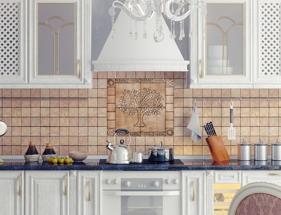 Beautiful Tree of life with olive branches, sun and moon, Set of 27 Handmade tiles - 100% Copper, Stainless Steel or Brass