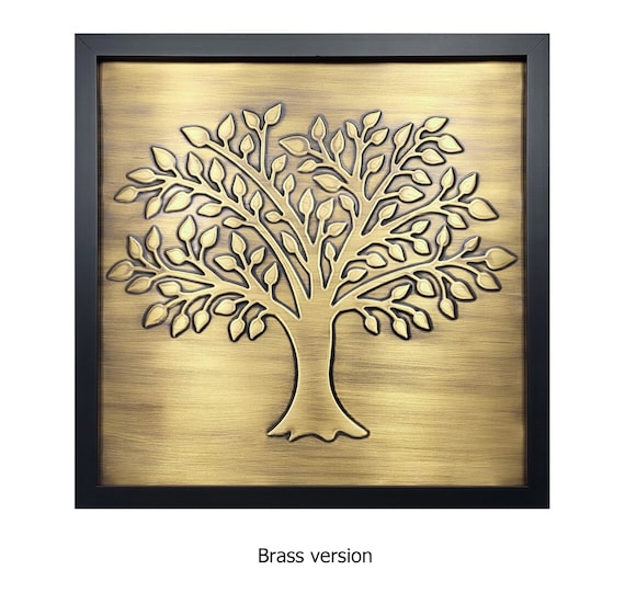 Personalized Tree of Life Wall Art – Custom Brass or Copper Tile with Name or Date | Anniversary Gift for Wife, Couple or Family