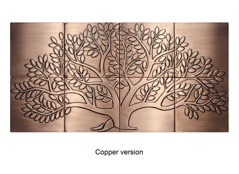 Tree of life 8 Handmade tiles 100% Copper, Stainless Steel or Brass. Copper