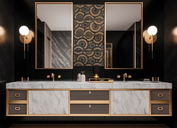 Gears pattern - set of 4 handmade tiles - 100% Stainless Steel, Copper, or Brass