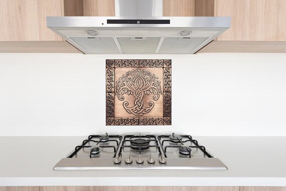 Celtic tree of life with hearts - Set of 13 Handmade celtic tiles - 100% Copper, Stainless Steel or Brass.