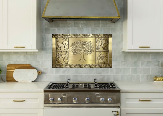 Artisan Nature Mosaic: Multi-Metal Tree of Life Tile Set in Copper, Brass & Stainless Steel