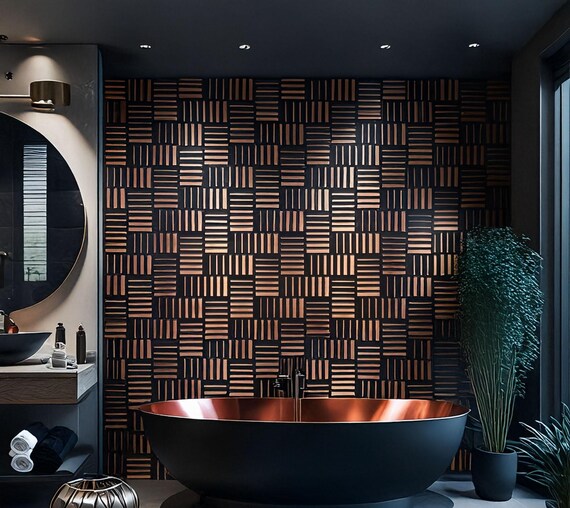 Parquet pattern - Handmade tile - 100% Copper, Stainless Steel or Brass