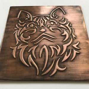 Cat Copper Tile, Handmade Copper Tile. Perfect for kitchen backsplash 100% copper