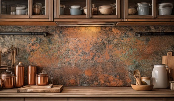 Copper Wall Art Panel – Handmade Kitchen Backsplash | Patina Metal Wall Decor | Modern Luxury Statement Piece | Custom Size