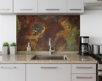 Real Copper Wall Panel – Savage Copper Bloom – Handmade Patina Metal Art – Rustic Modern Decor for Kitchens & Interiors