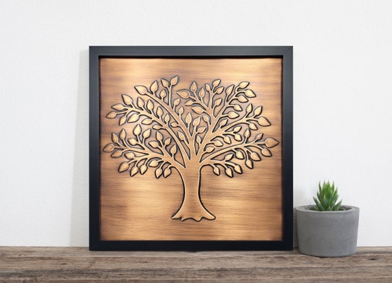 Tree of Life in Wooden Frame – Handmade Copper Wall Art – Unique Gift for Mom, Her or Housewarming