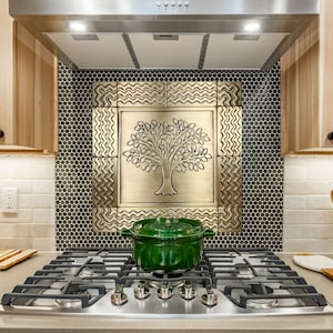 Majestic tree of life - Set of 13 Handmade tiles - 100% Copper, Stainless Steel or Brass. The perfect backsplash for tree lovers.
